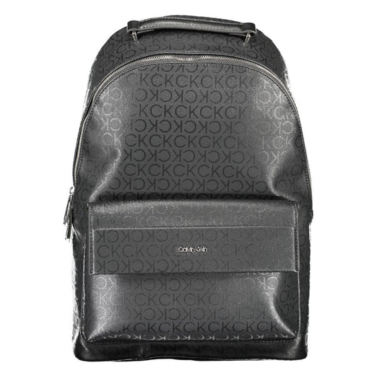 Black Backpack with Allover Logo