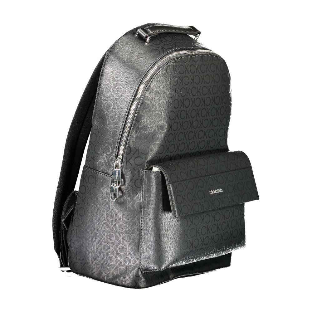 Black Backpack with Allover Logo