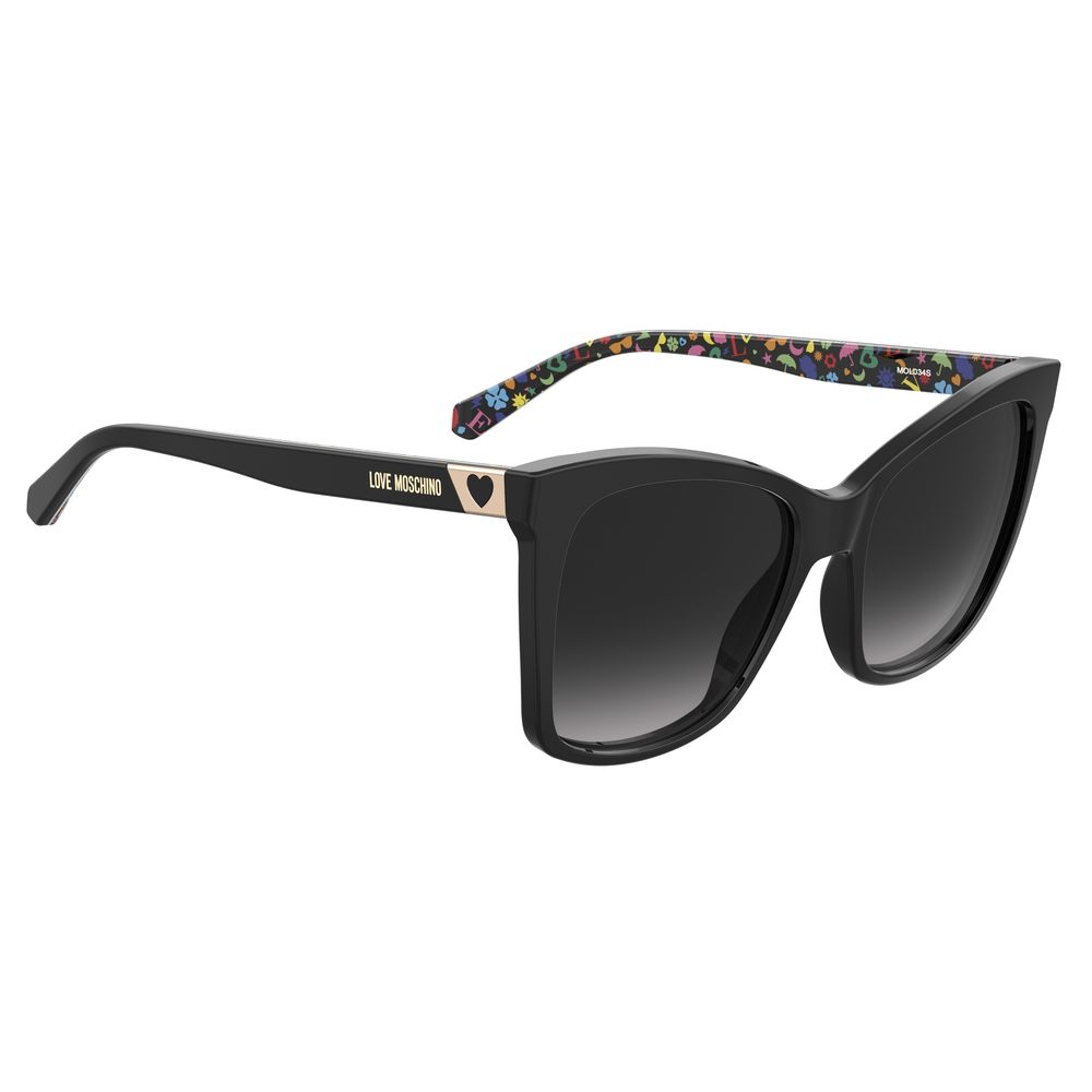 Lunettes de soleil en cuir de veau noir
