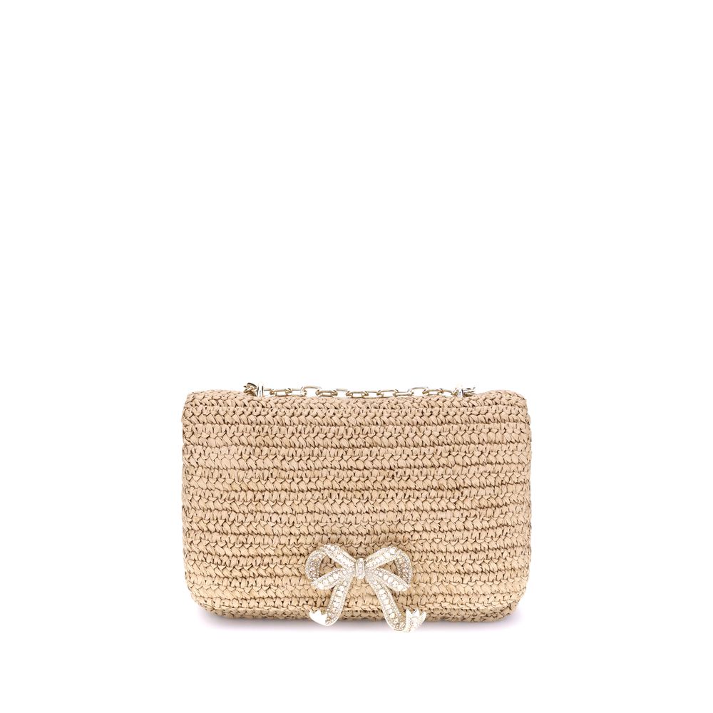 Raffia Bow Charm Shoulder Bag