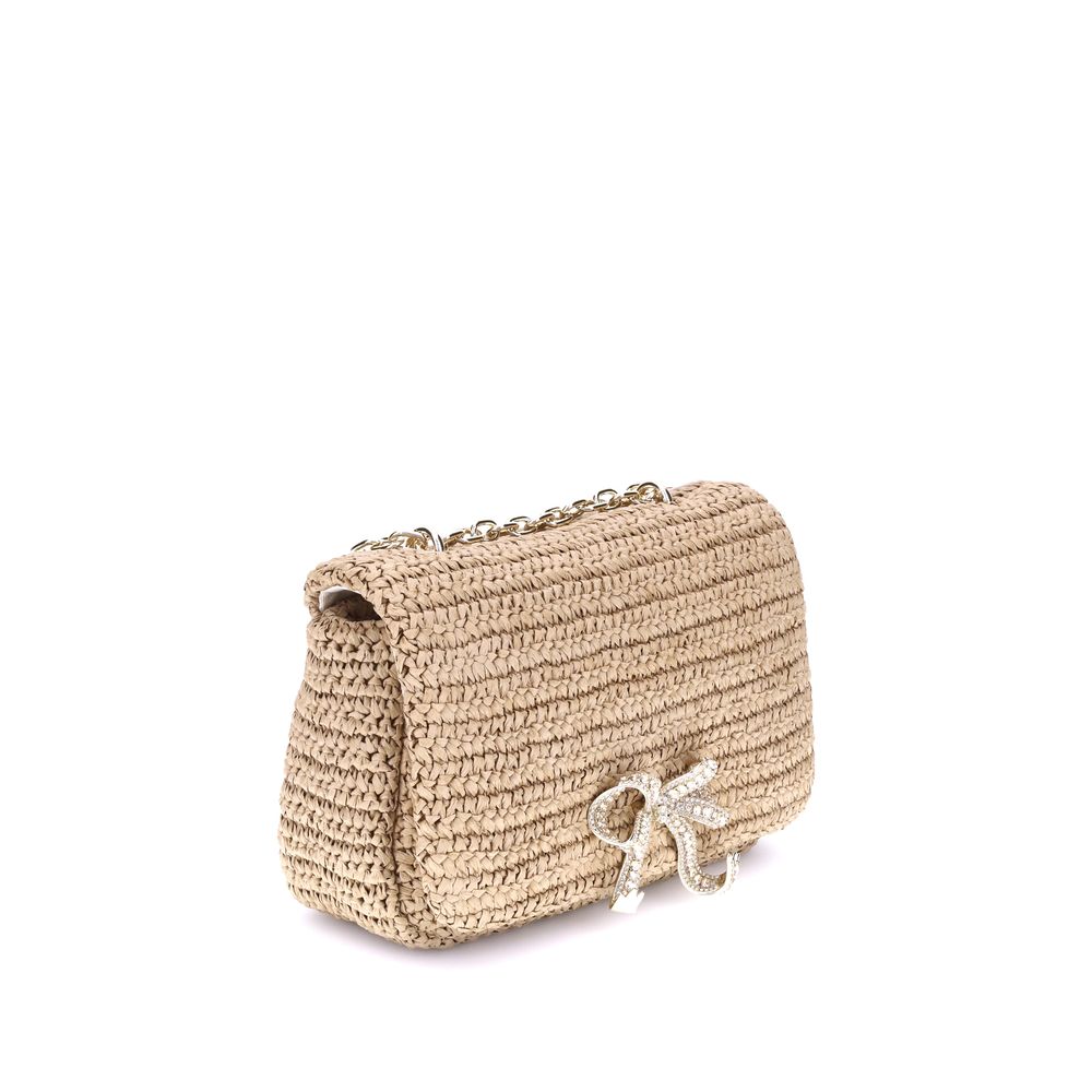 Raffia Bow Charm Shoulder Bag