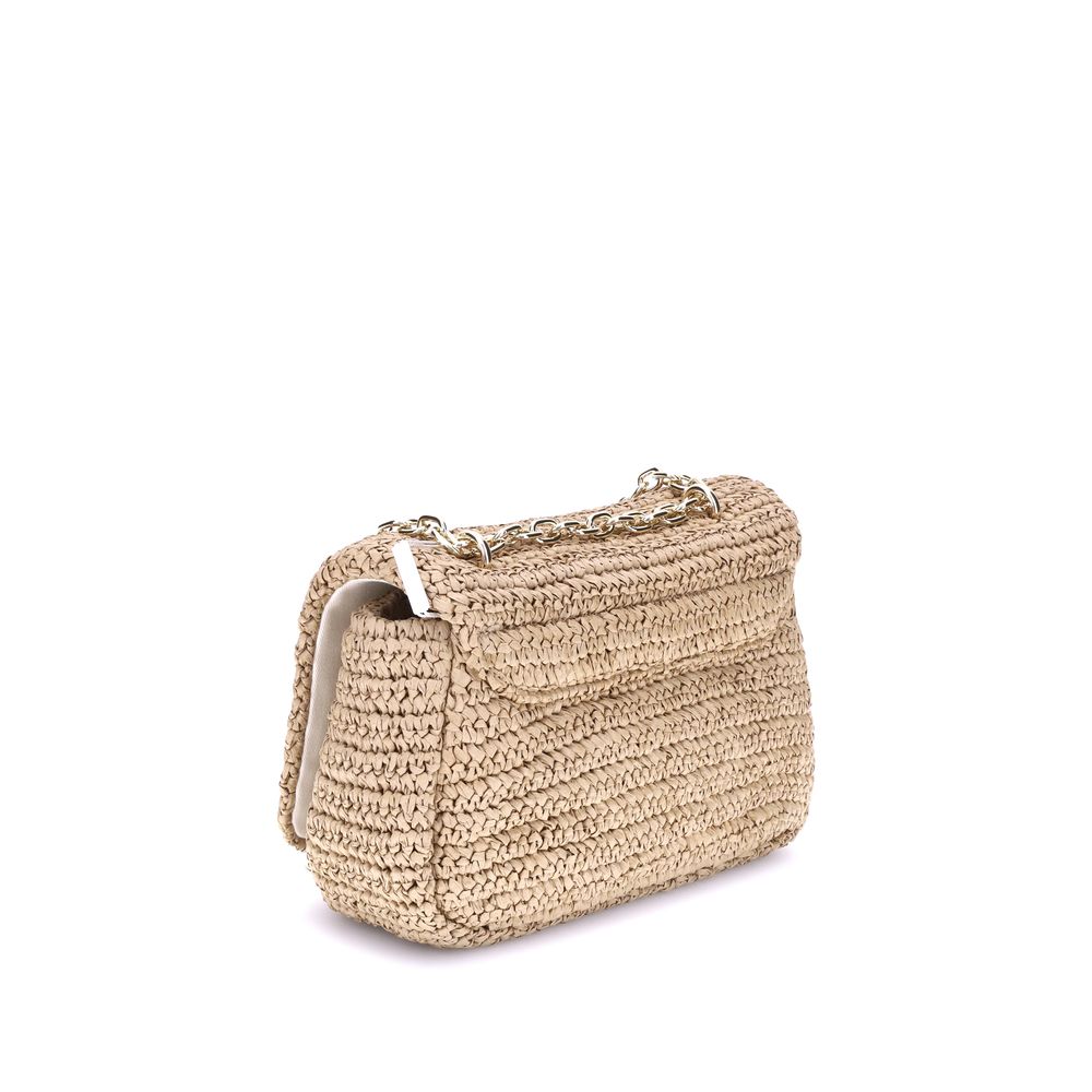 Raffia Bow Charm Shoulder Bag