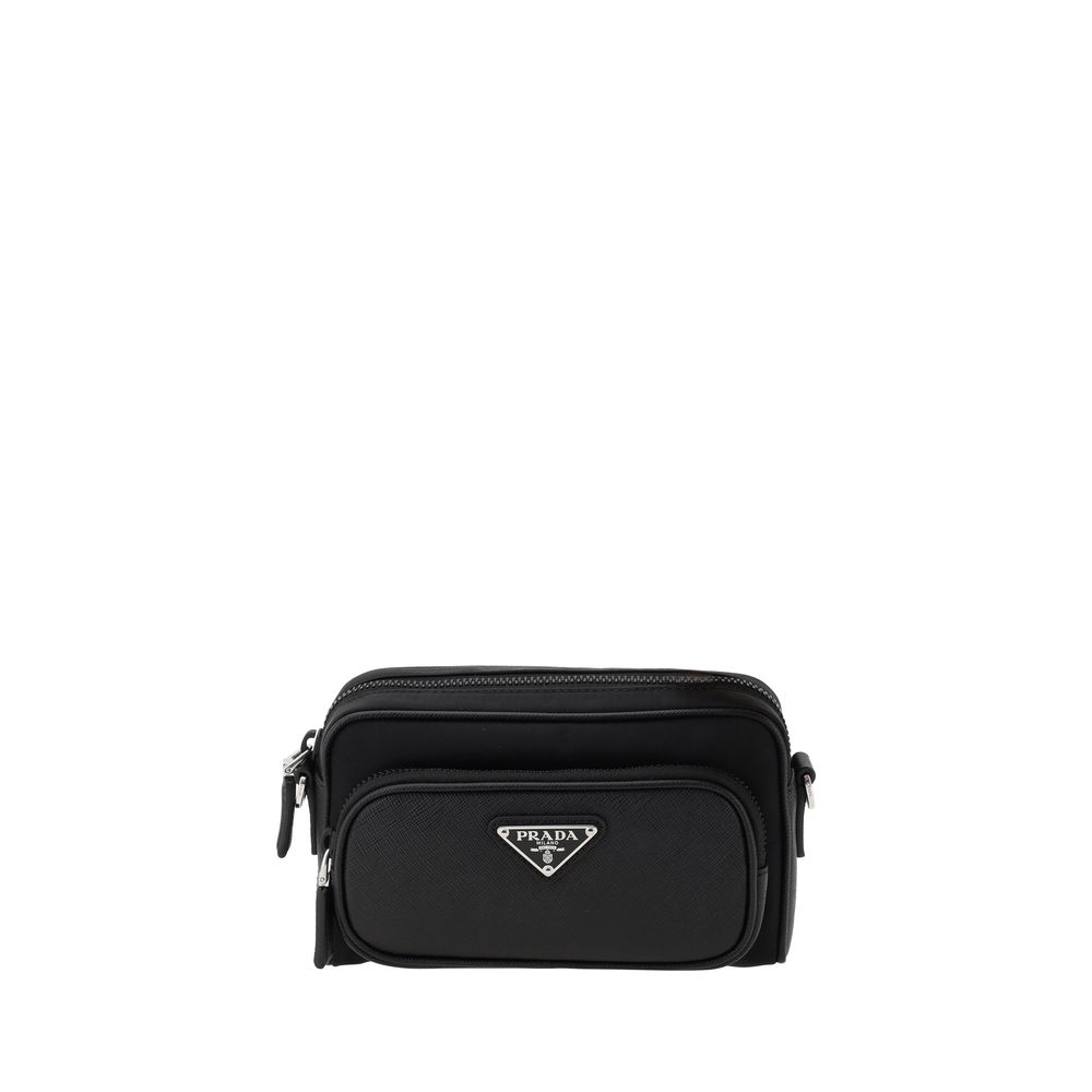 Re-Nylon and Saffiano Leather Shoulder Bag