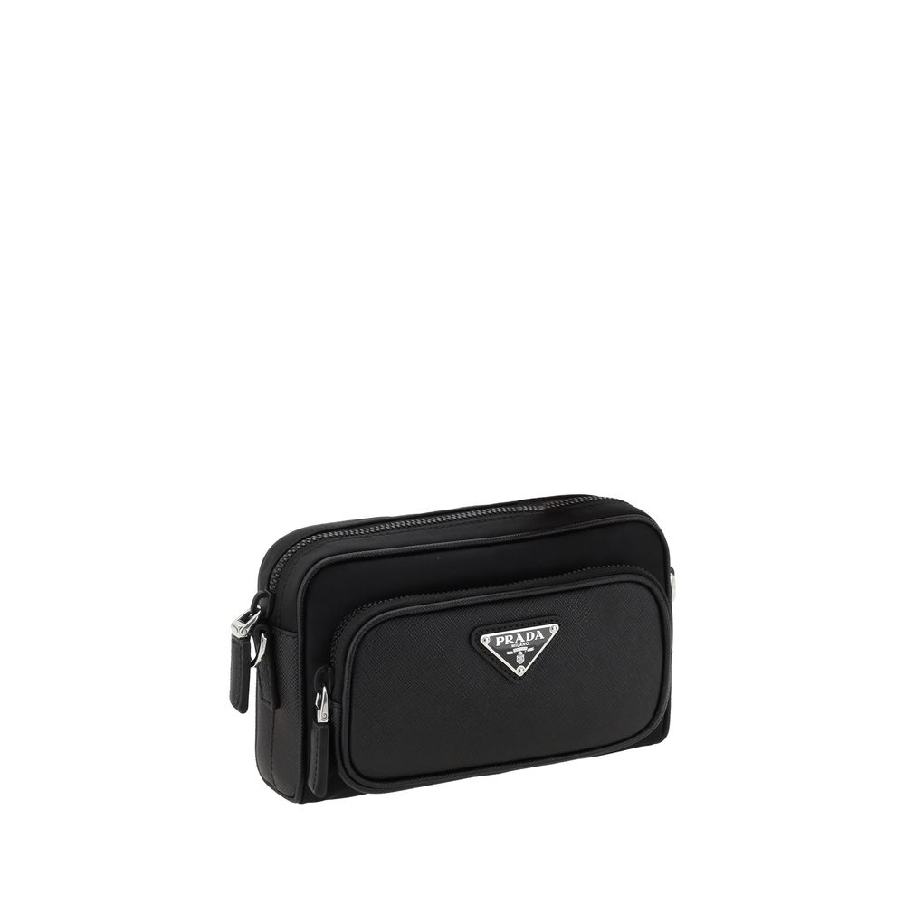 Re-Nylon and Saffiano Leather Shoulder Bag