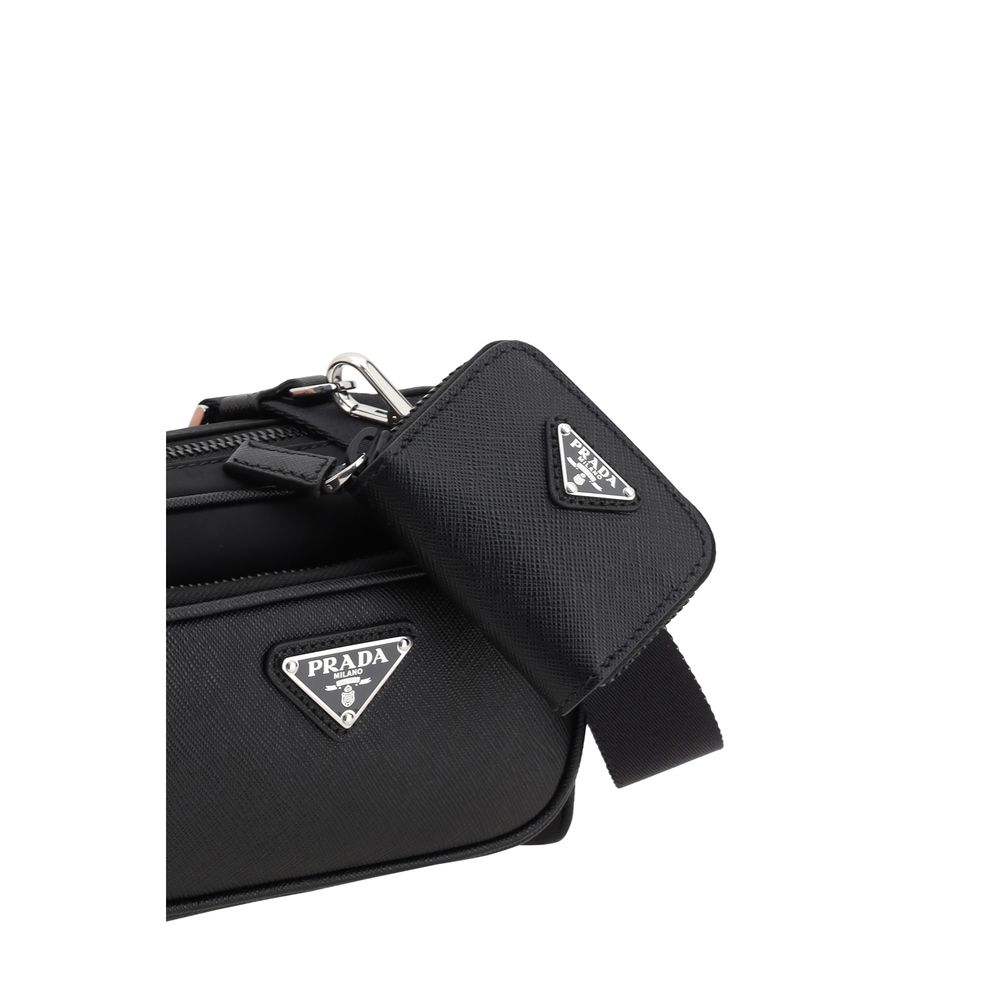 Re-Nylon and Saffiano Leather Shoulder Bag