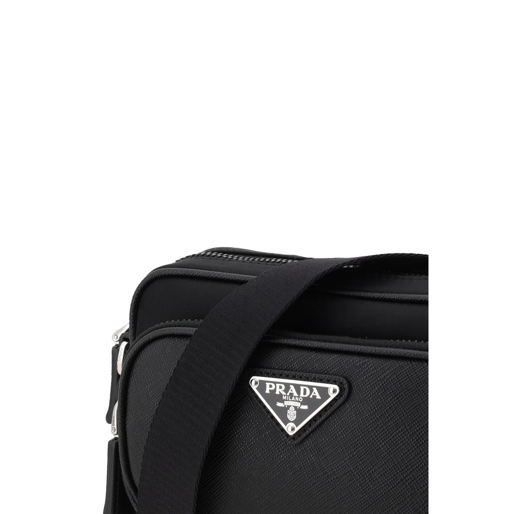 Re-Nylon and Saffiano Leather Shoulder Bag