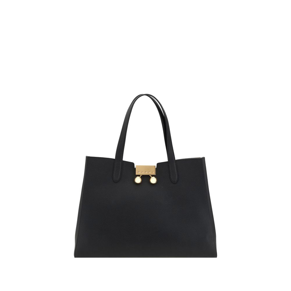 Black Leather Medium Trunkaroo Tote Handbag