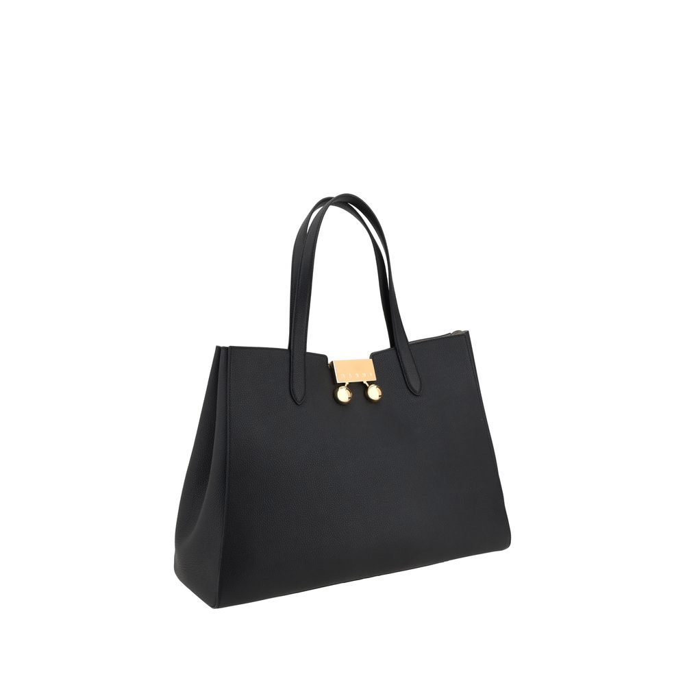 Black Leather Medium Trunkaroo Tote Handbag