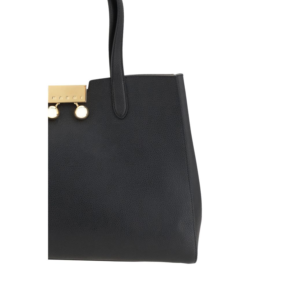 Black Leather Medium Trunkaroo Tote Handbag