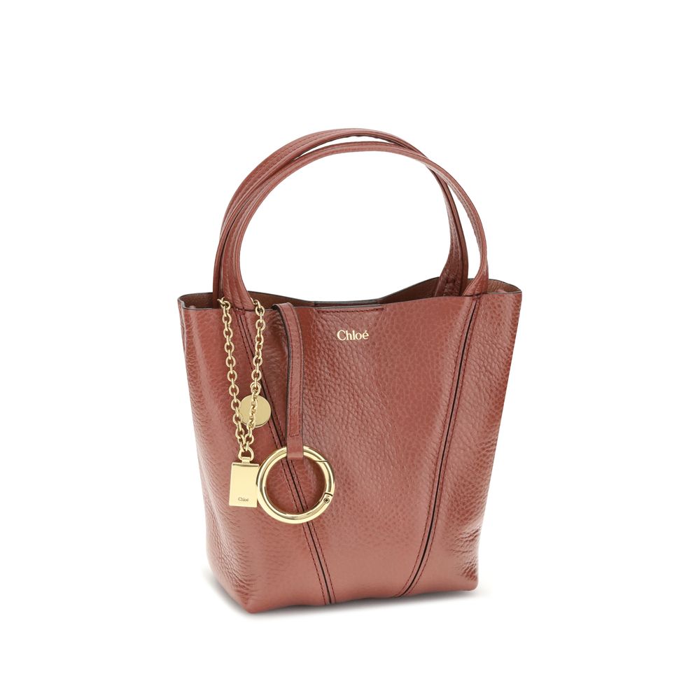 Small Chloé Spin Tote Bag in Grained Leather