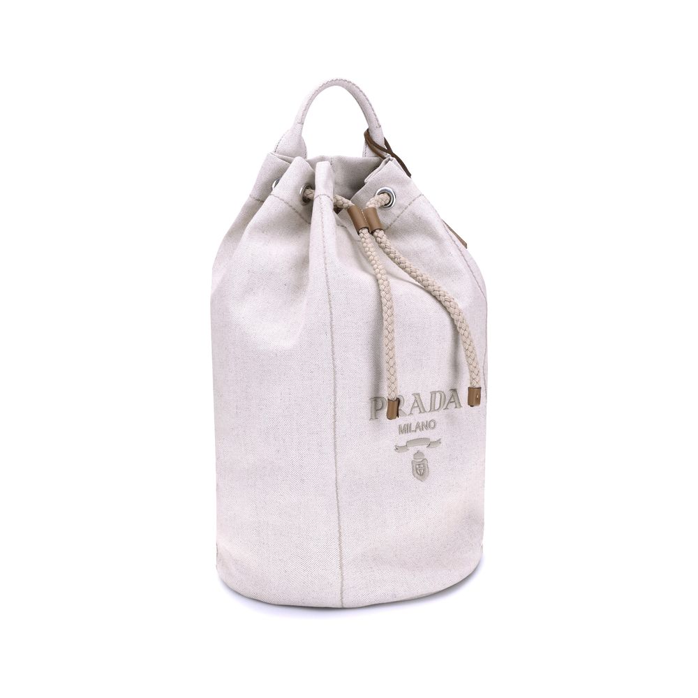 Linen Blend Drawstring Duffel Bag