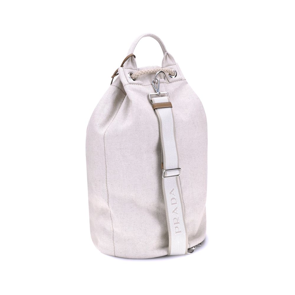 Linen Blend Drawstring Duffel Bag