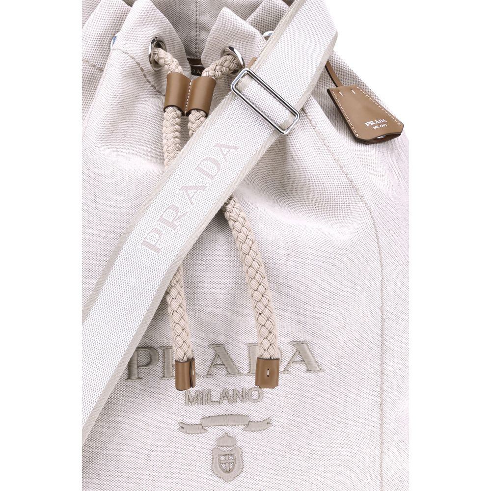Linen Blend Drawstring Duffel Bag