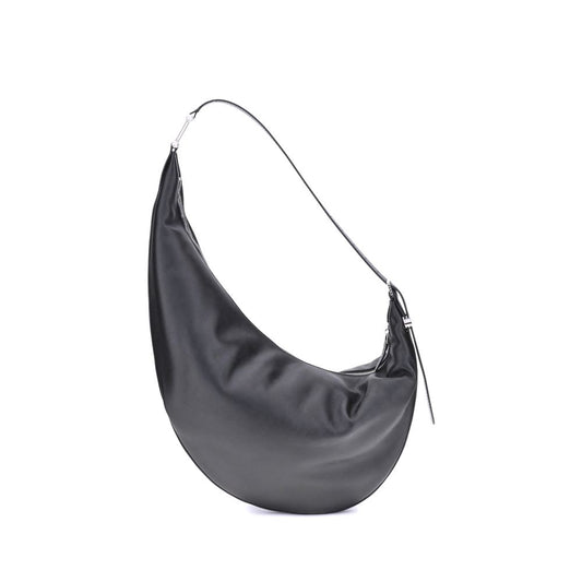 Black Leather Dot Small Hobo Bag