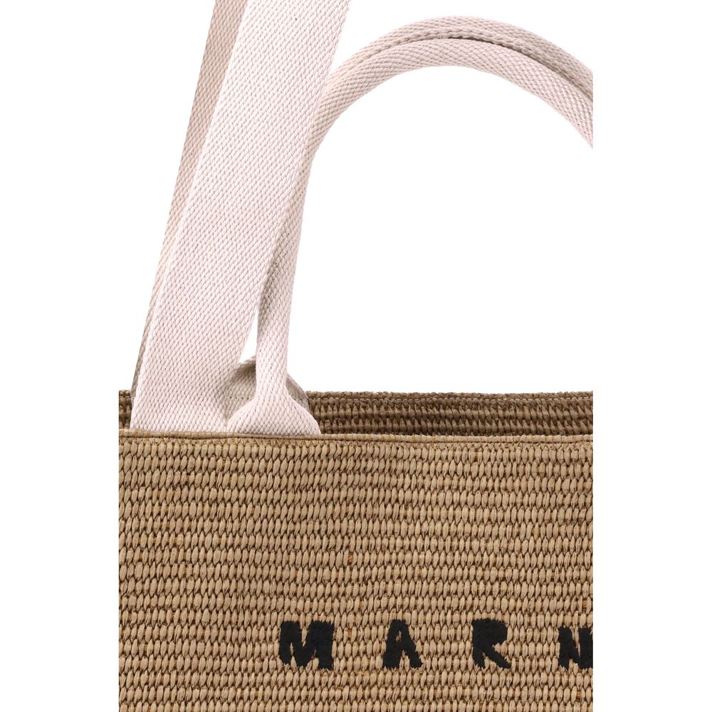 Large Tote in Natural-Colored Raffia-Effect Fabric