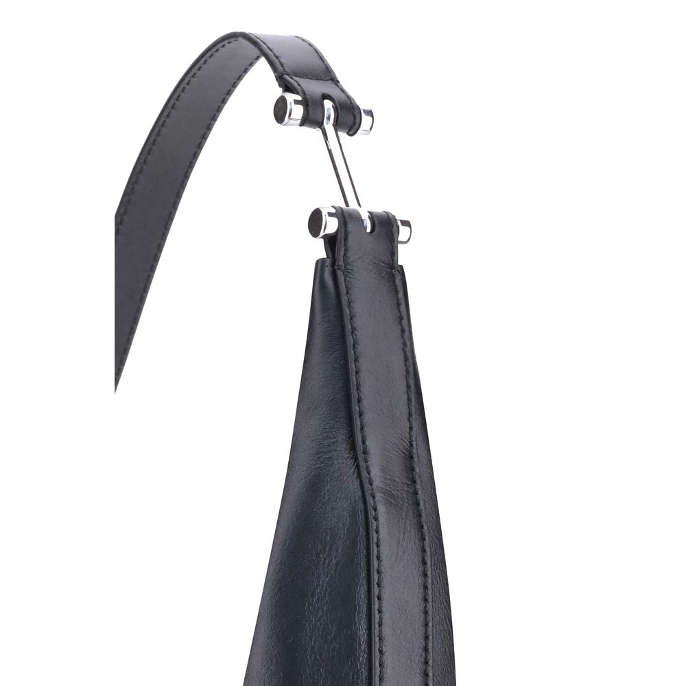 Black Leather Dot Small Hobo Bag