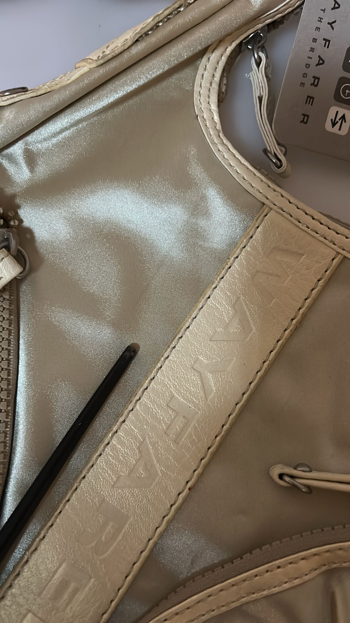 Fabric Shoulder Bag in Beige