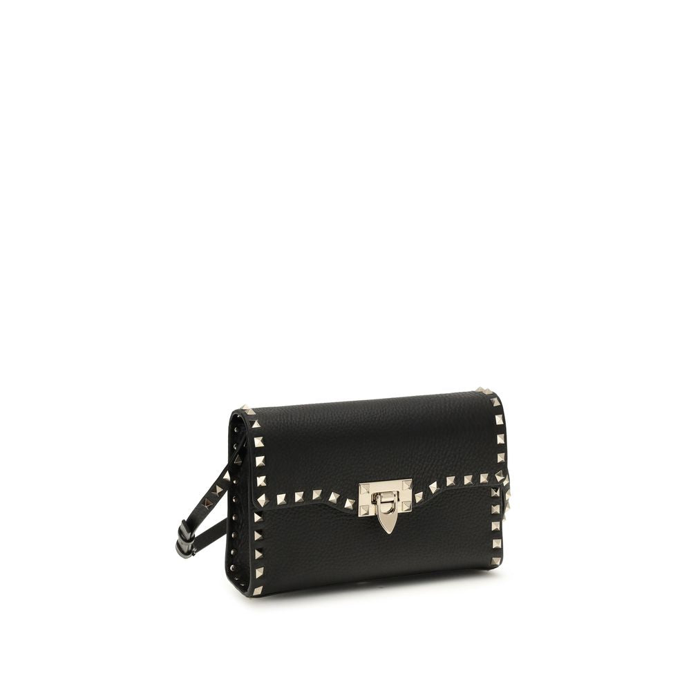 Bolso bandolera Rockstud pequeño en piel de becerro granulada