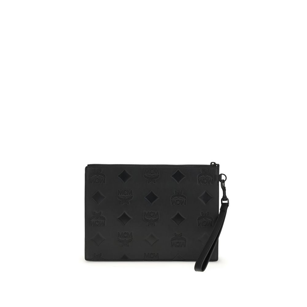 Aren Wristlet Pouch in Maxi Monogram Leather