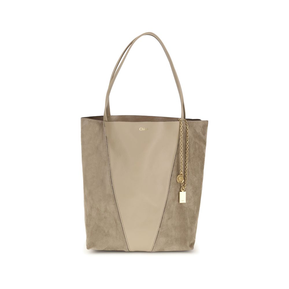 Spin Tote Bag in Grained & Suede Leather