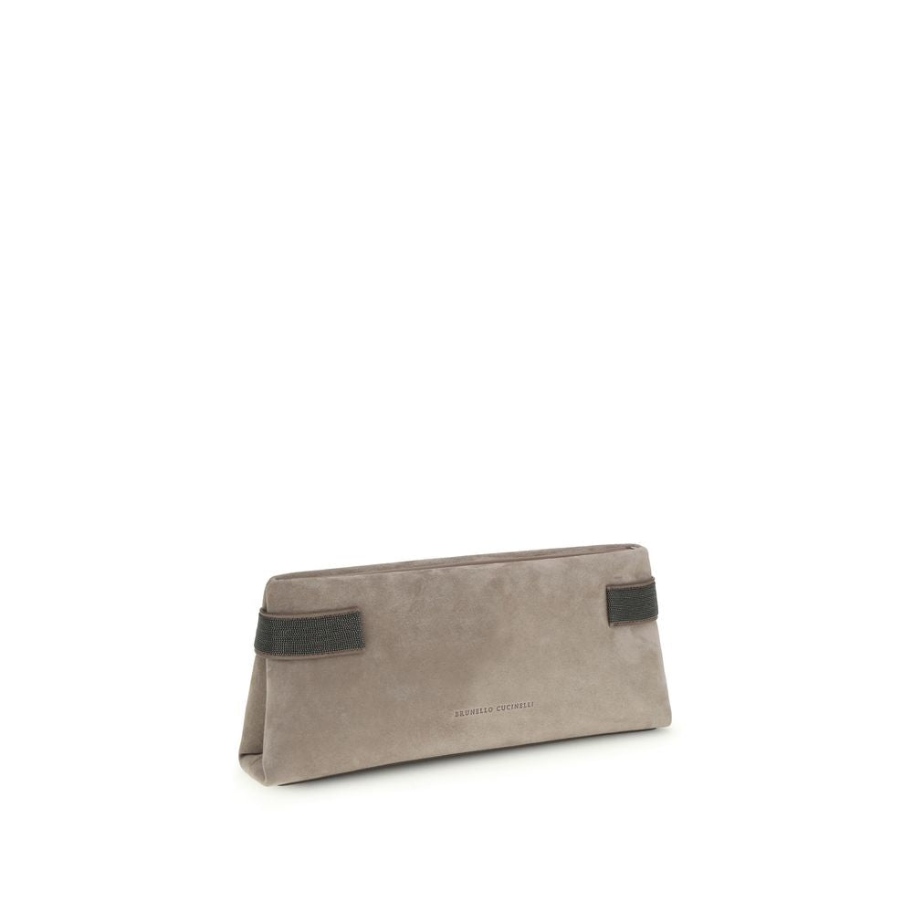 Pochette Essence en daim avec bandes précieuses