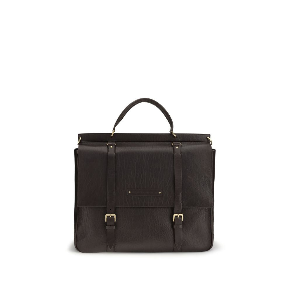 Casual Briefcase in Textured Grain Leather