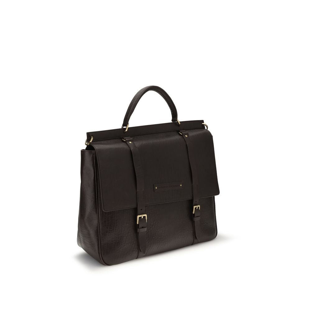 Casual Briefcase in Textured Grain Leather