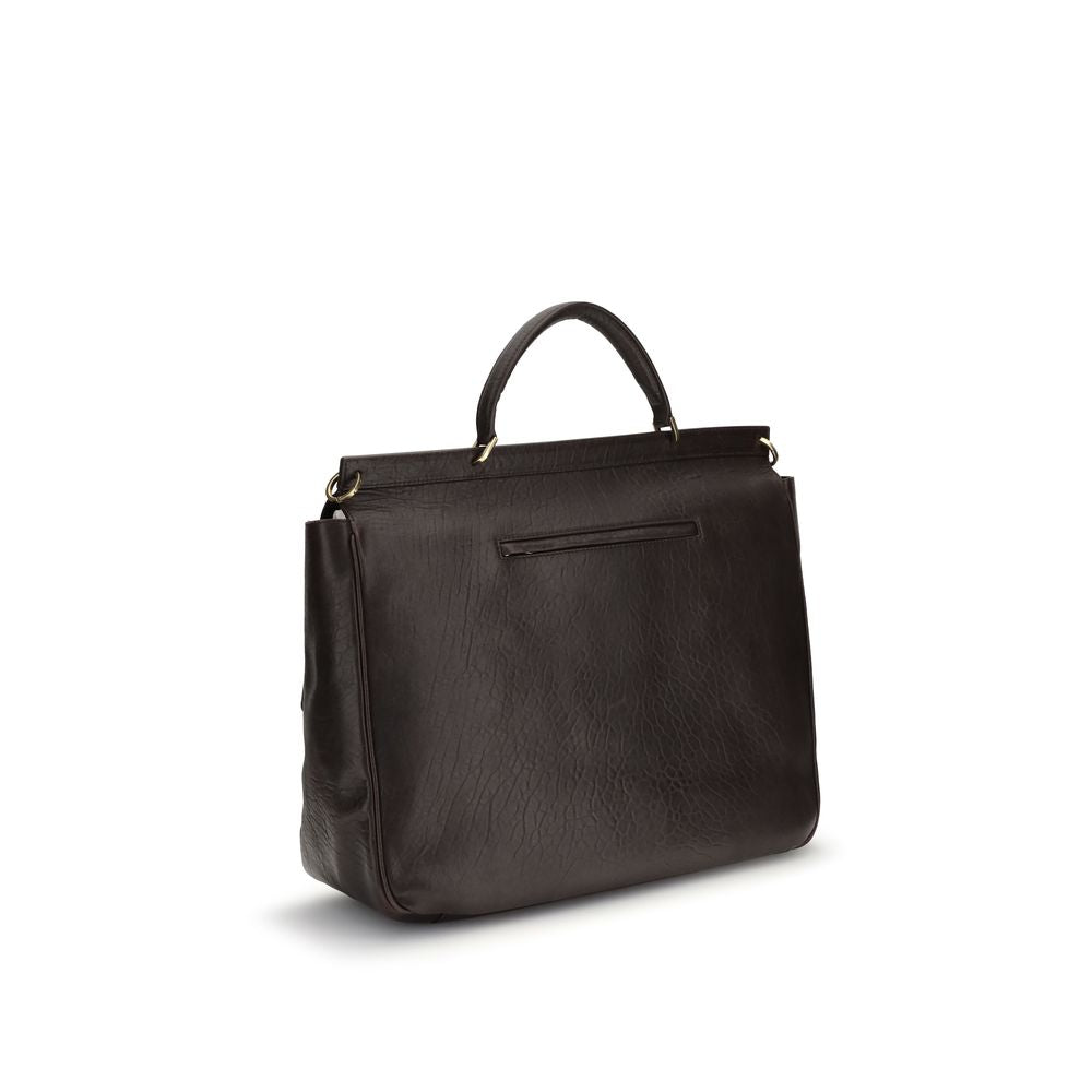 Casual Briefcase in Textured Grain Leather