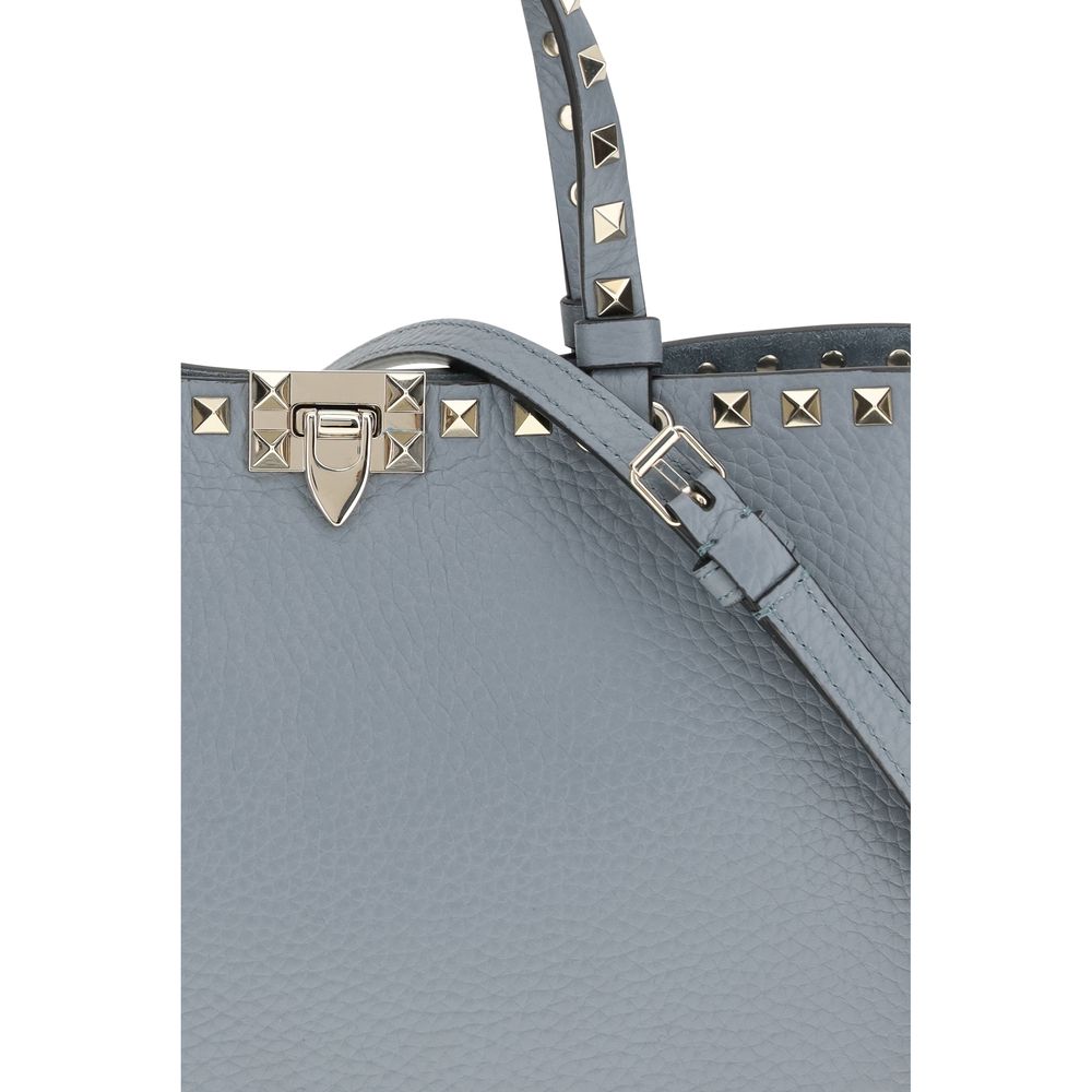 Petit cabas shopping Rockstud en cuir de veau grainé
