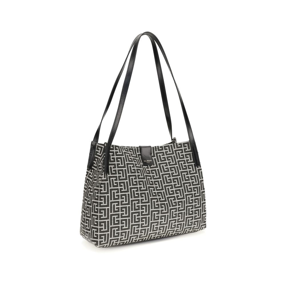 Petit cabas shopping Release en jacquard monogrammé et cuir de veau