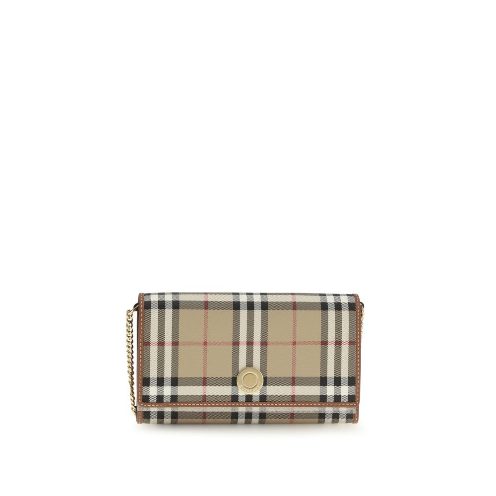 Cartera con cadena y diseño a cuadros