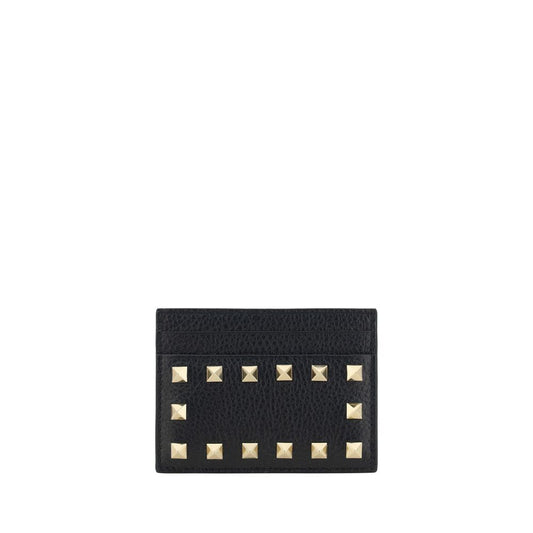 Porte-cartes Rockstud en cuir de veau grainé