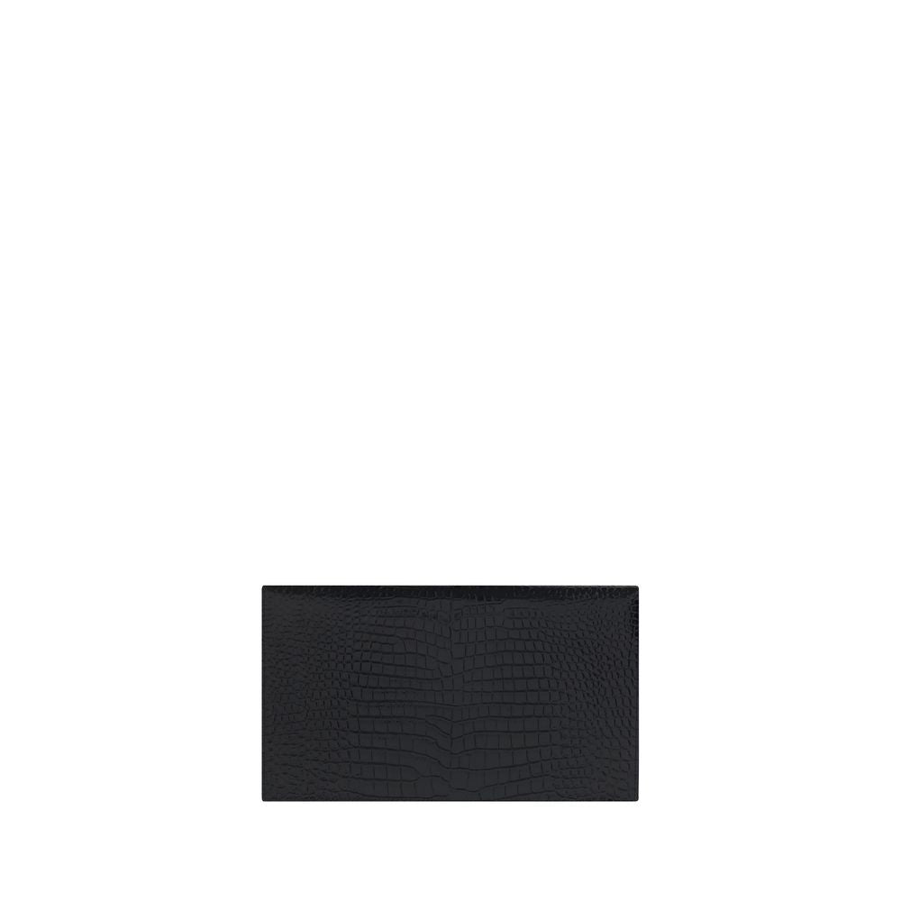 Clutch Uptown en piel con grabado de cocodrilo brillante