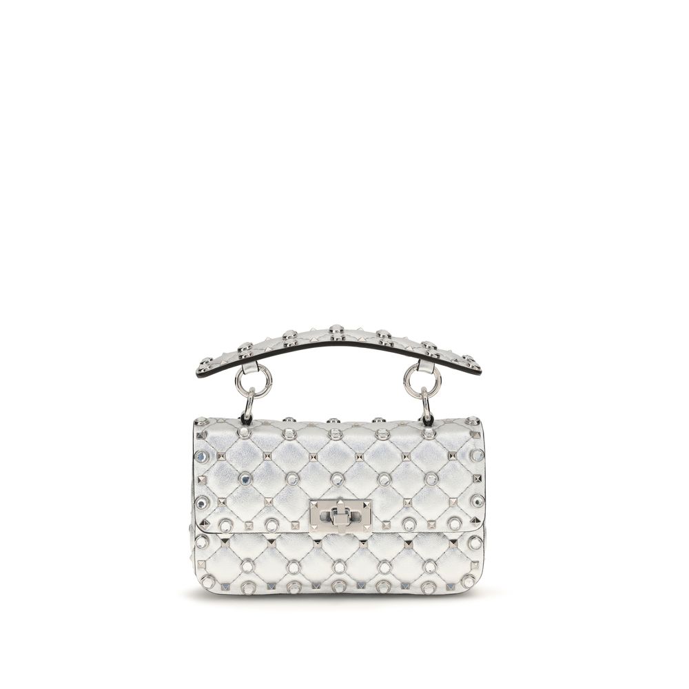 Bolso pequeño Rockstud Spike de napa laminada