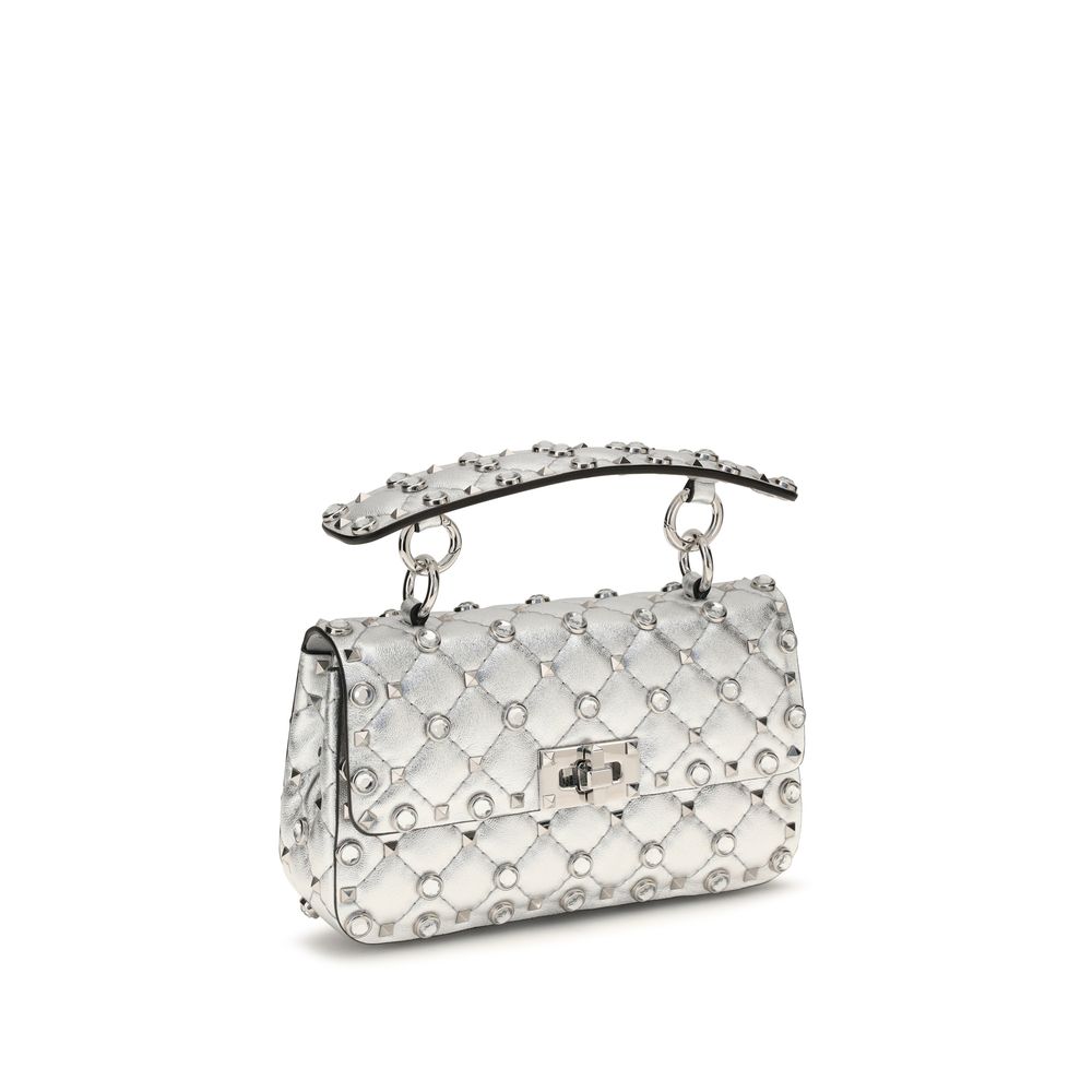 Bolso pequeño Rockstud Spike de napa laminada