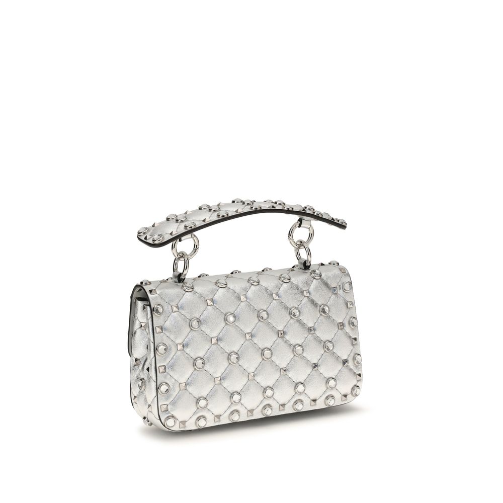 Bolso pequeño Rockstud Spike de napa laminada