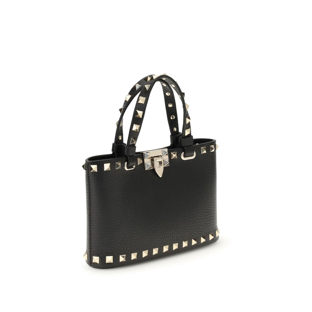 Mini cabas shopping Rockstud en cuir de veau