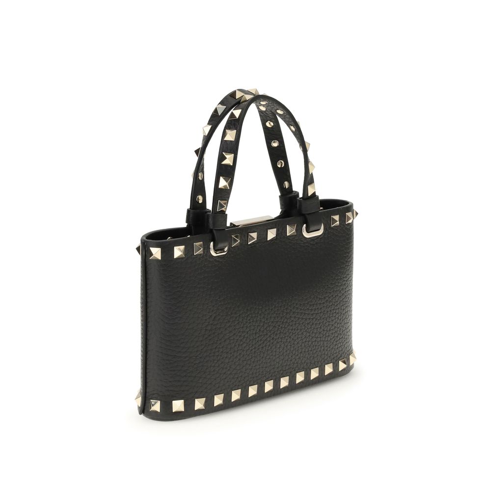 Mini cabas shopping Rockstud en cuir de veau