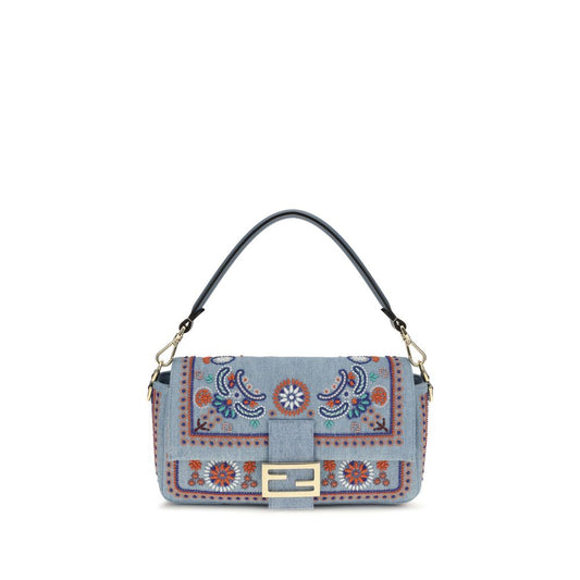 Bolso al hombro Baguette en denim bordado