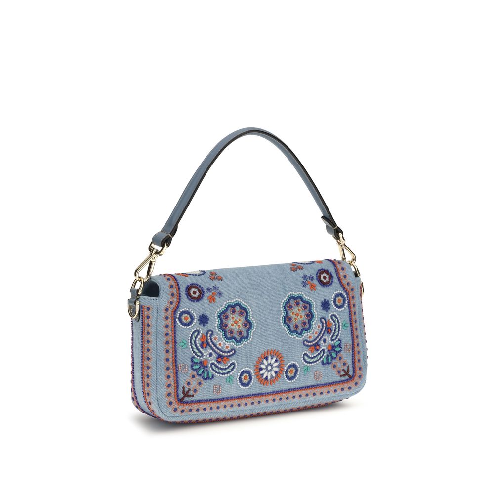 Sac porté épaule Baguette en denim brodé