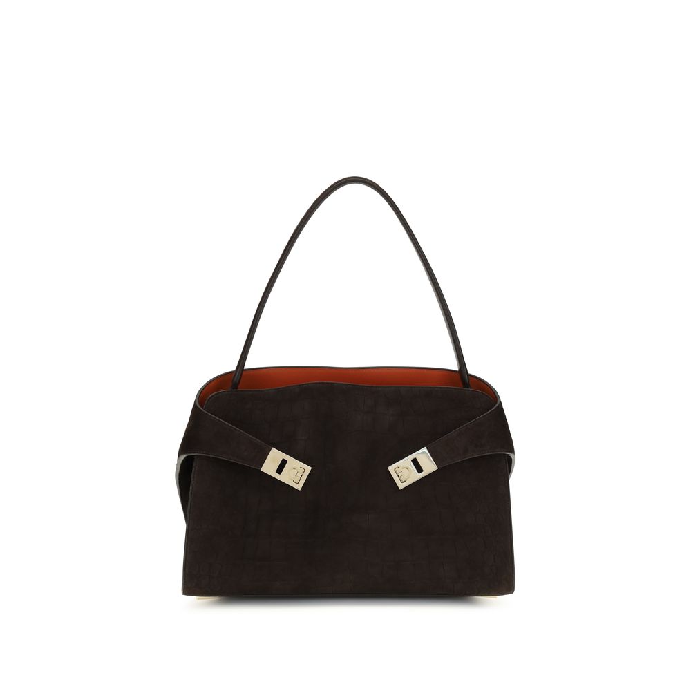 Bolso al hombro Hug Soft mediano en piel con estampado de aligátor