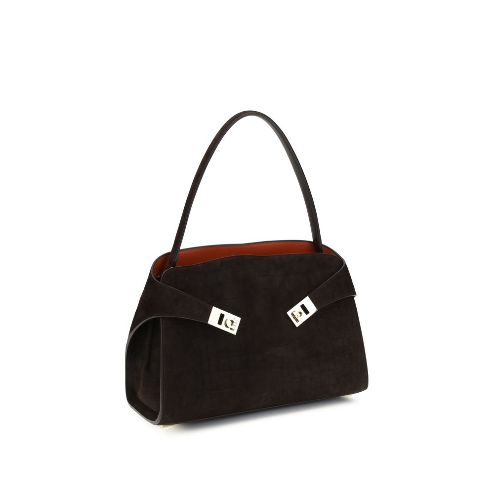 Bolso al hombro Hug Soft mediano en piel con estampado de aligátor