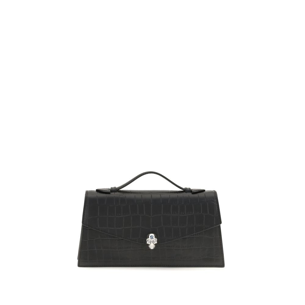 Sac porté main Skull en cuir de veau embossé crocodile