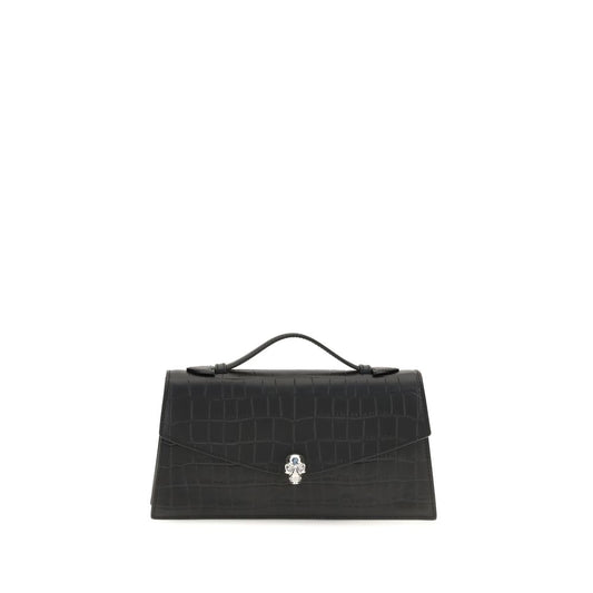 Skull Top Handle Bag in Croc-Embossed Calfskin