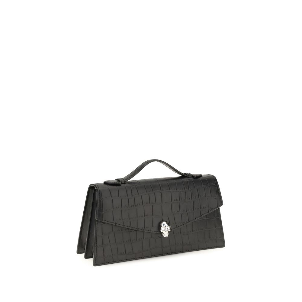 Sac porté main Skull en cuir de veau embossé crocodile