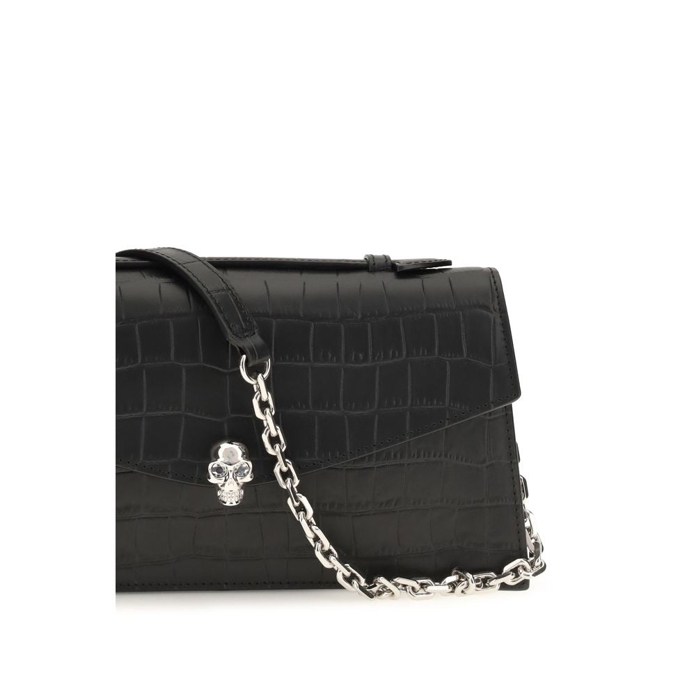 Sac porté main Skull en cuir de veau embossé crocodile