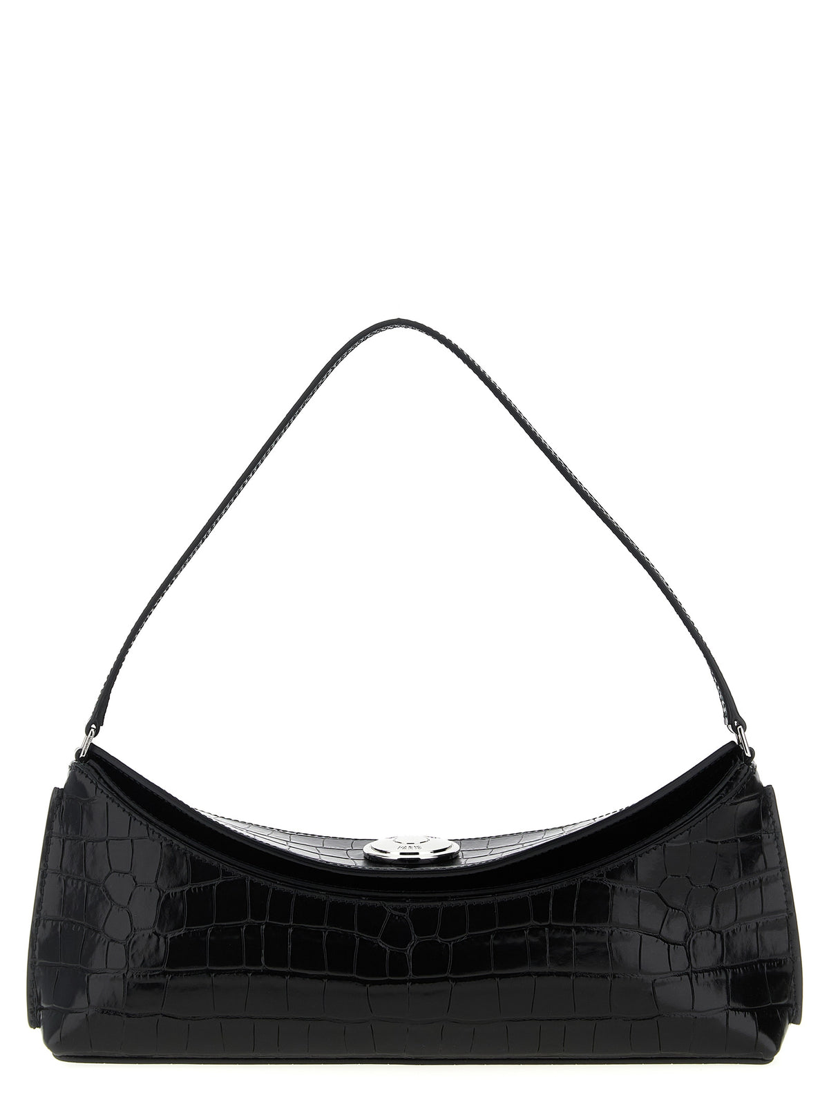 El clutch Ovalo en piel de becerro grabada con efecto cocodrilo