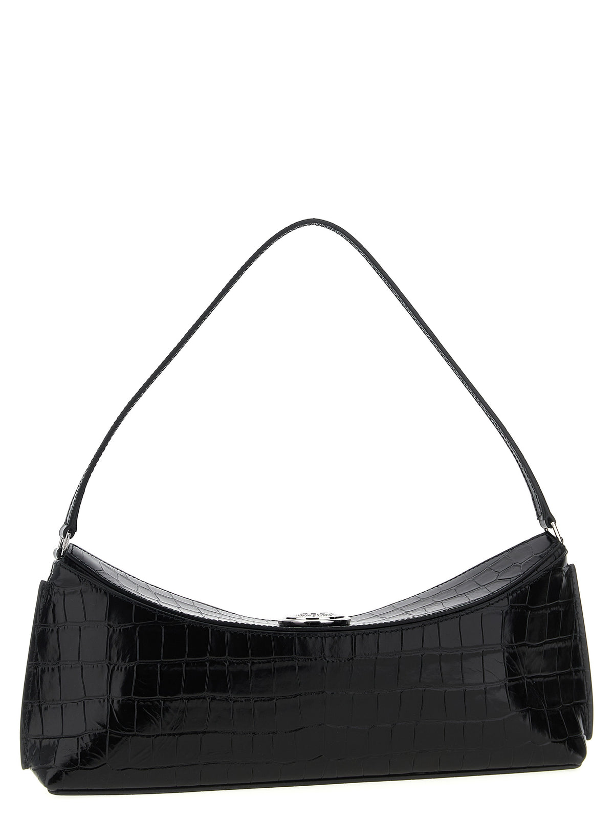 El clutch Ovalo en piel de becerro grabada con efecto cocodrilo