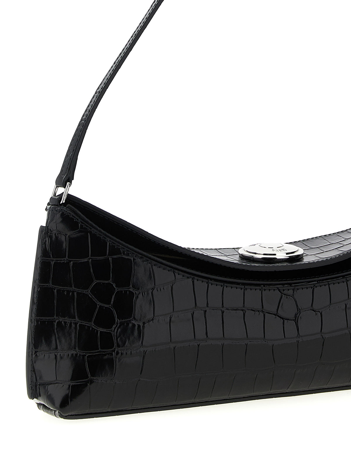 El clutch Ovalo en piel de becerro grabada con efecto cocodrilo