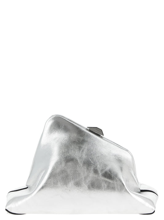 Pochette en cuir de veau argenté